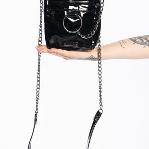 Bolsa Transversal Moon in Chains Verniz Preto