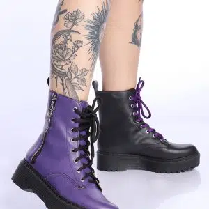 Bota Coturno Preto e Roxo Corpse