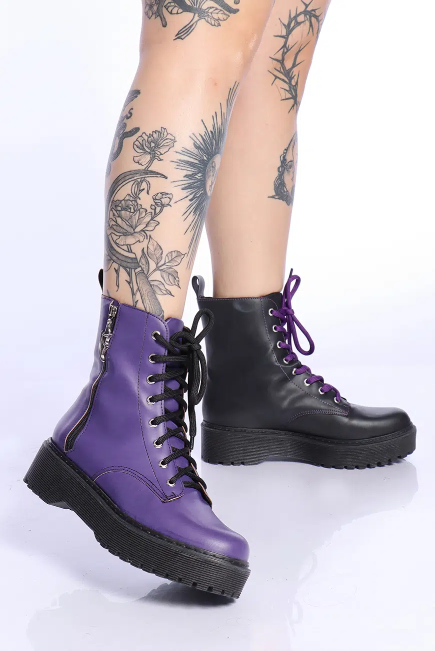 Bota Coturno Preto e Roxo Corpse - Imagem 1