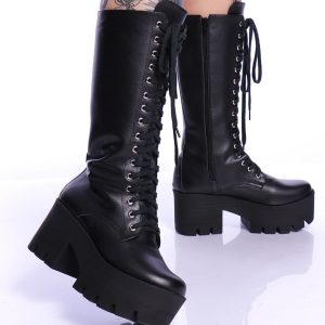 Bota Plataforma Cano Alto Disco Hell