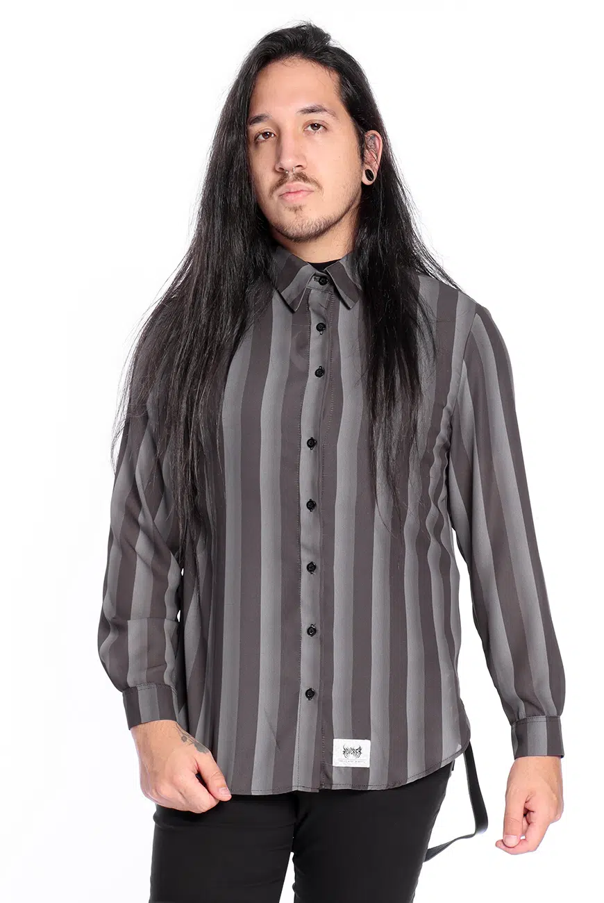 Camisa Listrada Preta e Cinza Nevermore - Imagem 3