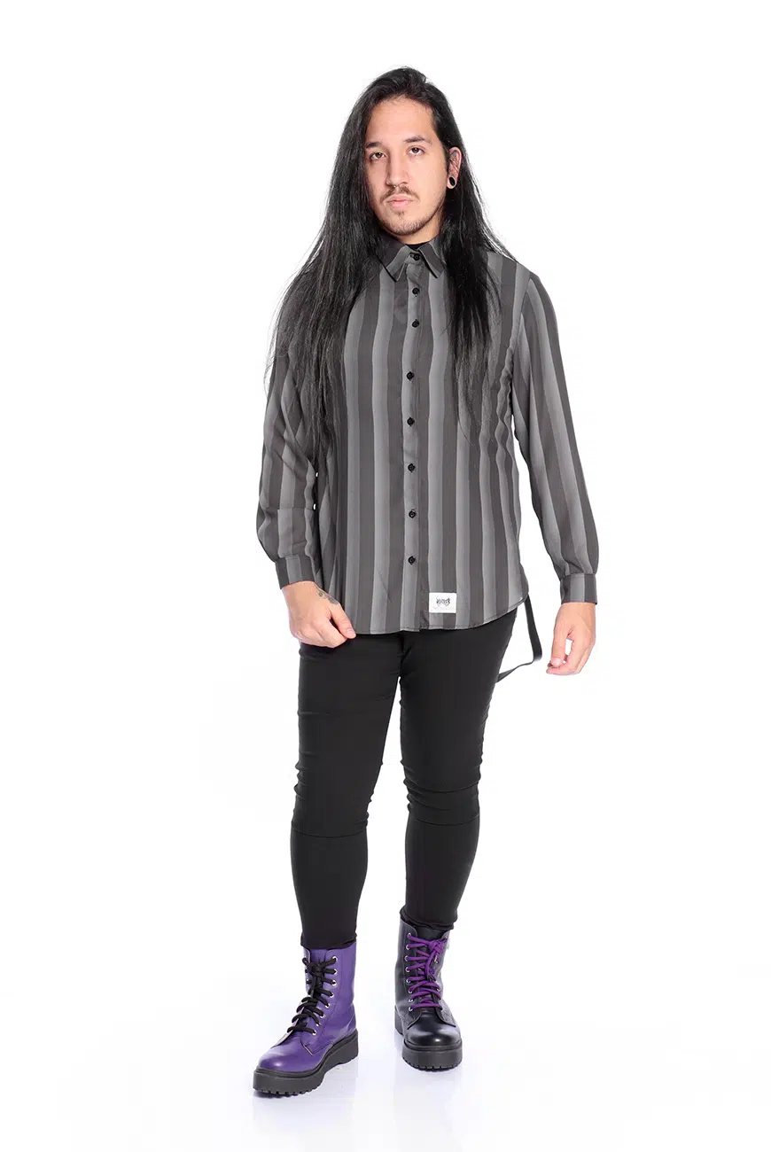 Camisa Listrada Preta e Cinza Nevermore - Imagem 6