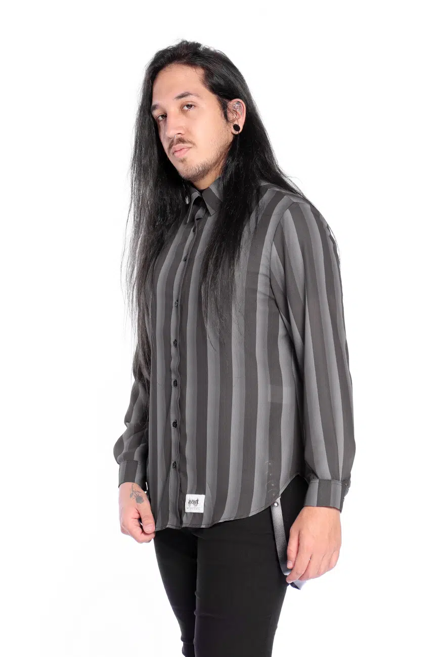 Camisa Listrada Preta e Cinza Nevermore - Imagem 9