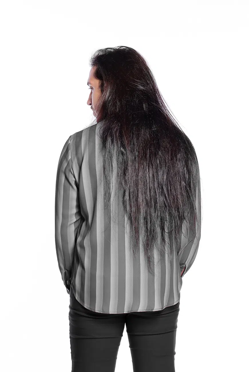 Camisa Listrada Preta e Cinza Nevermore - Imagem 12
