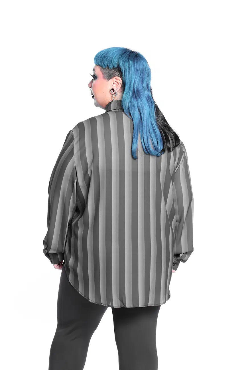 Camisa Listrada Preta e Cinza Nevermore - Imagem 13