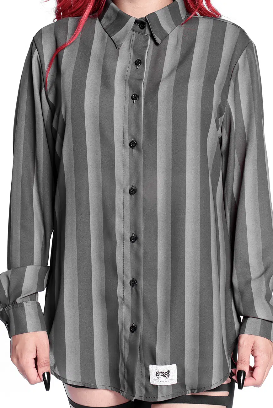 Camisa Listrada Preta e Cinza Nevermore - Imagem 17
