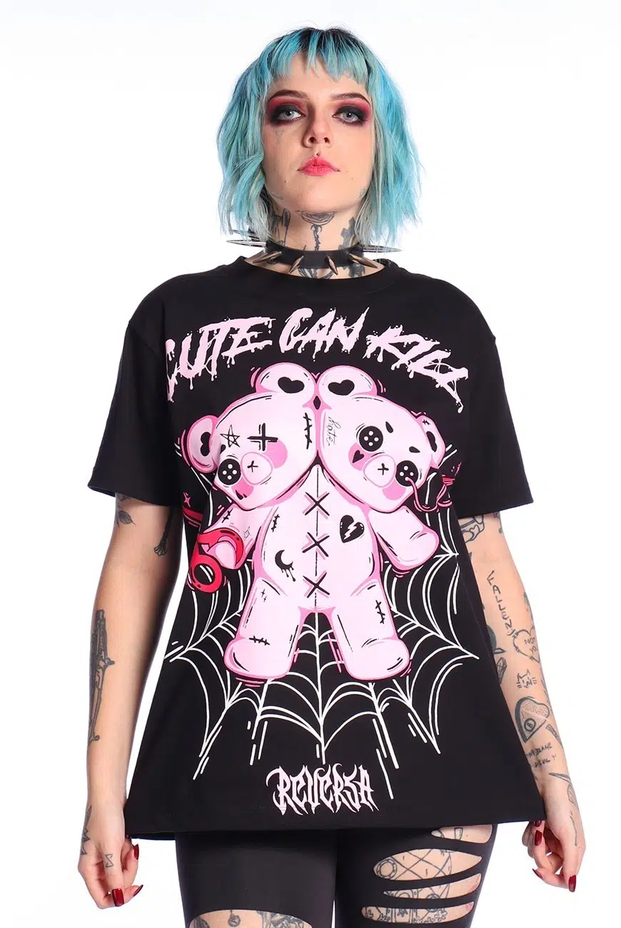 camiseta-unissex-oversized-cute-can-kill-00-1.jpg Camiseta Unissex Oversized Cute Can Kill - Imagem 1