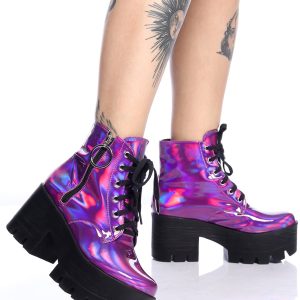 Coturno Plataforma Holográfico Purple Haze