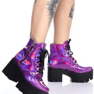 Coturno Plataforma Holográfico Purple Haze