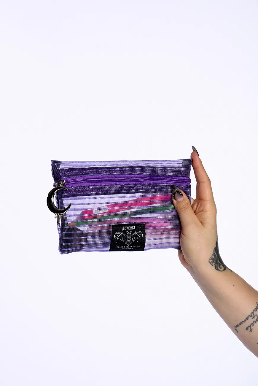 Estojo Necessaire Stripes Roxo - Imagem 3