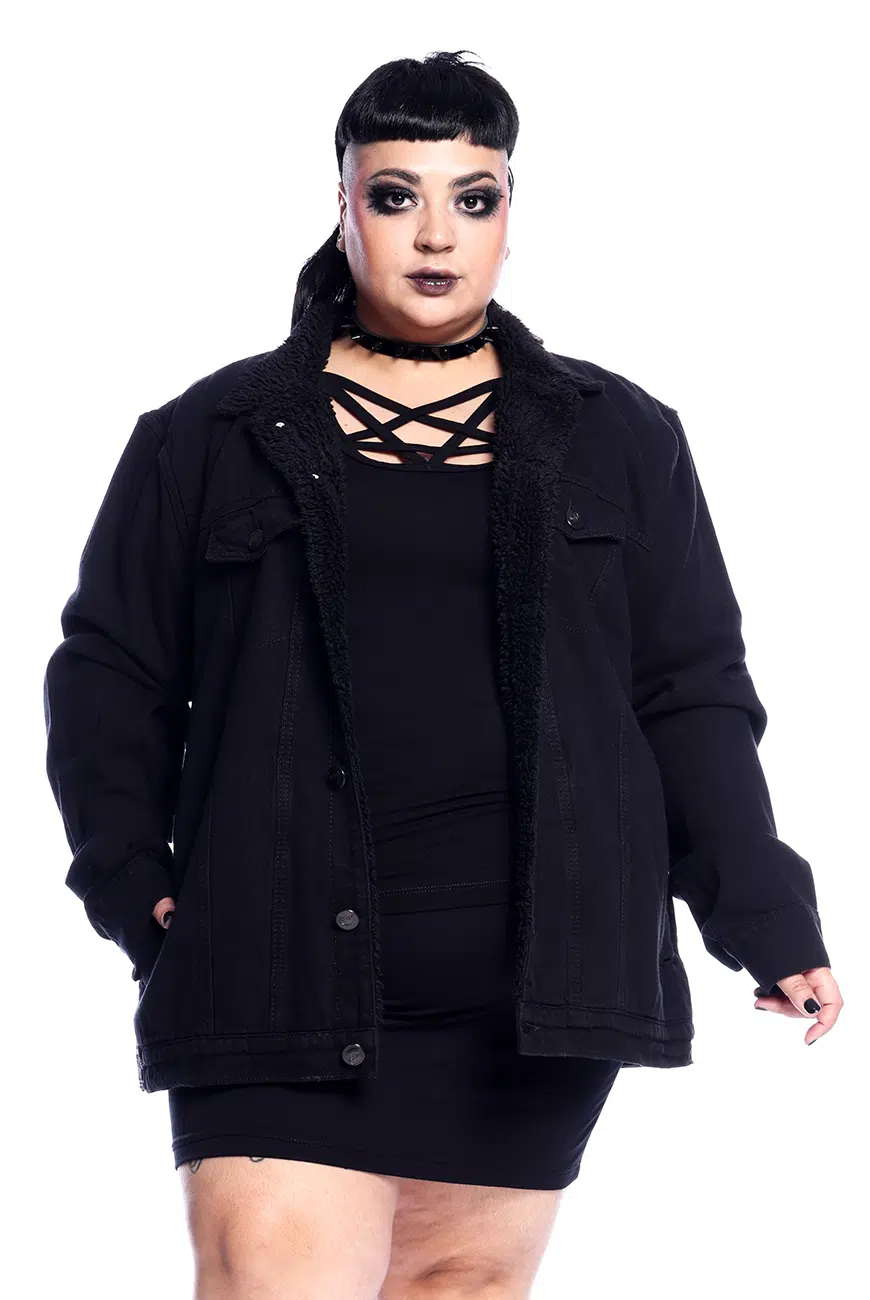 Jaqueta Oversized Preta Sherpa - Imagem 1