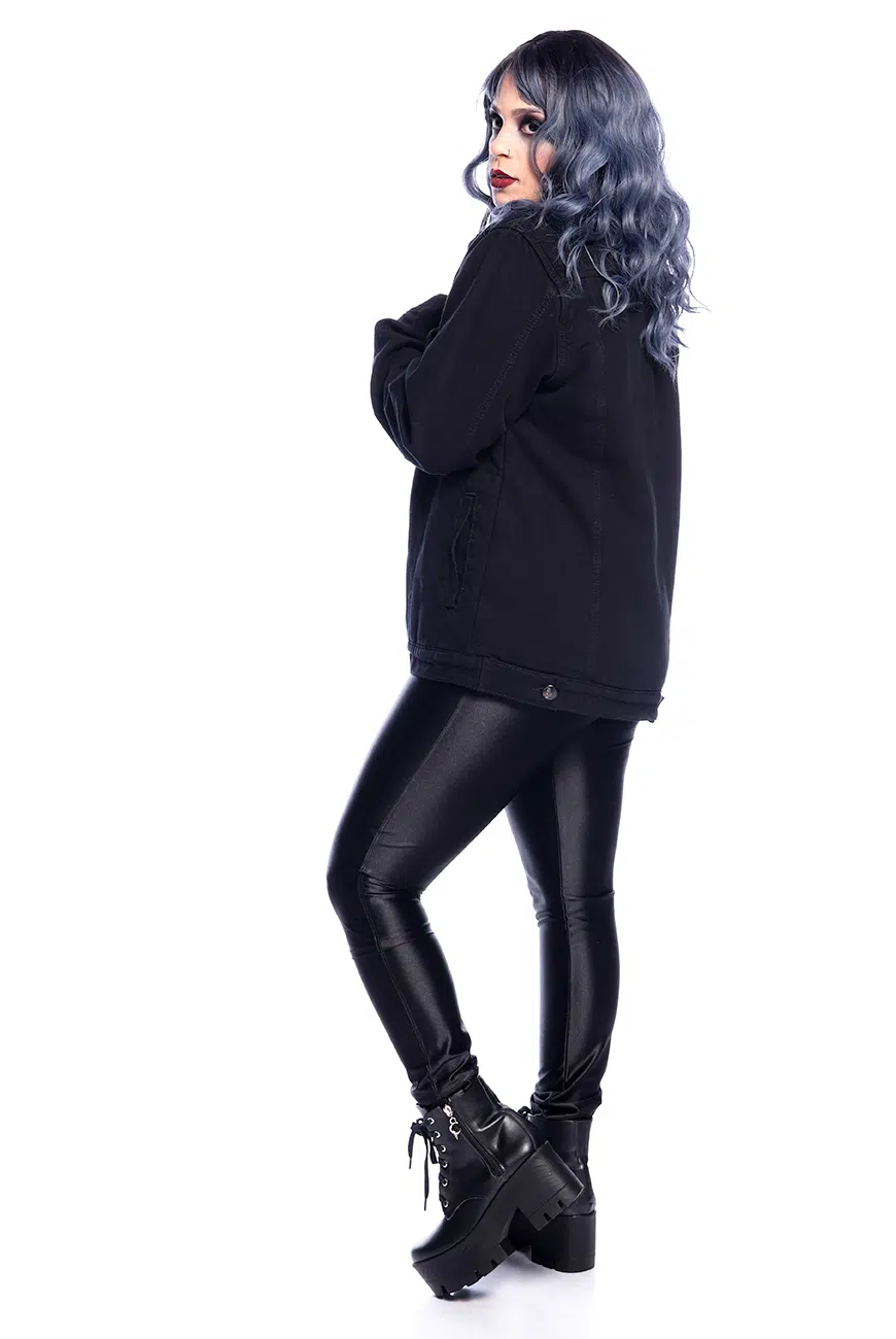 Jaqueta Oversized Preta Sherpa - Imagem 4