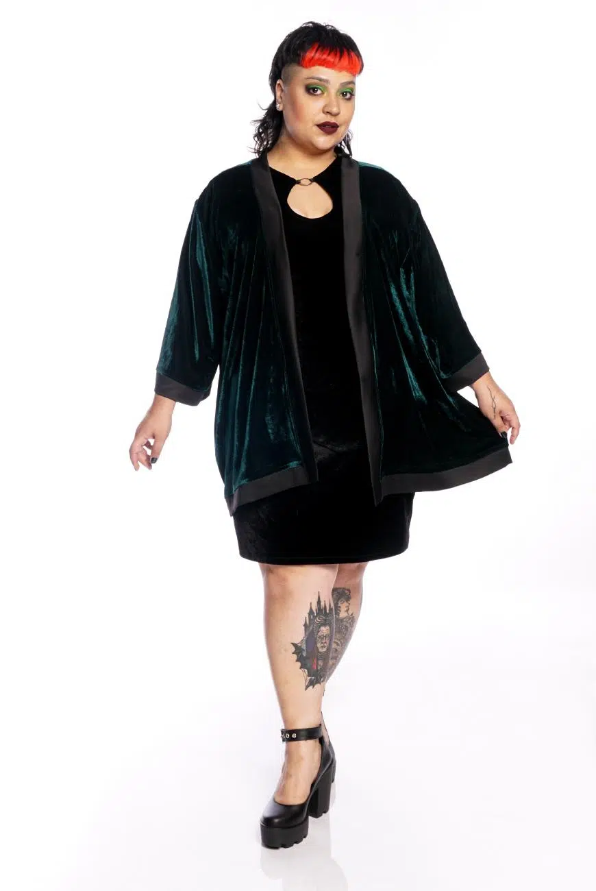Kimono Veludo Verde - Imagem 2