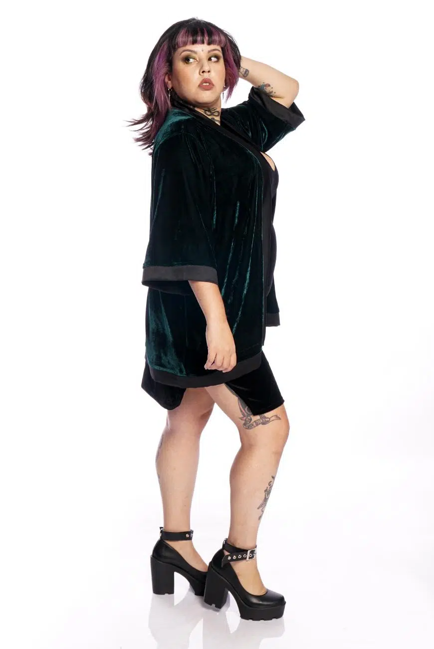 Kimono Veludo Verde - Imagem 3