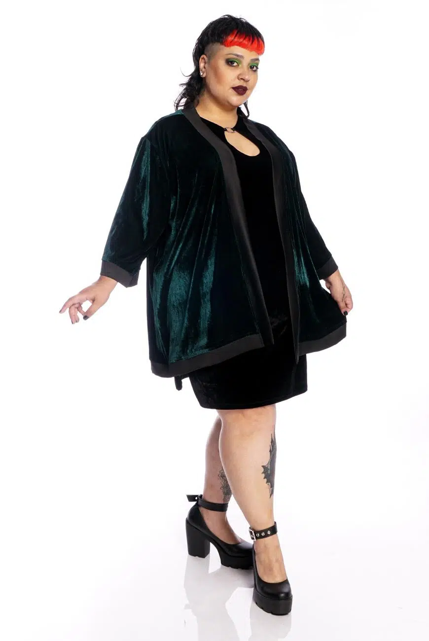 Kimono Veludo Verde - Imagem 4
