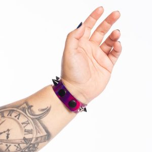 Pulseira Spikes Holográfica Pink