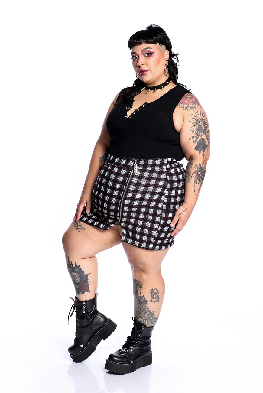 Saia Xadrez Preta e Branca Judy - Imagem 5