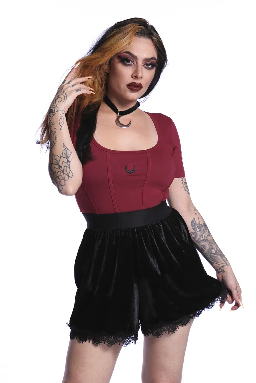Shorts Veludo Preto Aura - Imagem 1