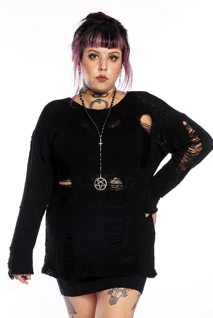 Suéter Destroyed Preto Void - Imagem 1