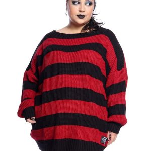 Suéter Listrado Preto e Vermelho Kurt