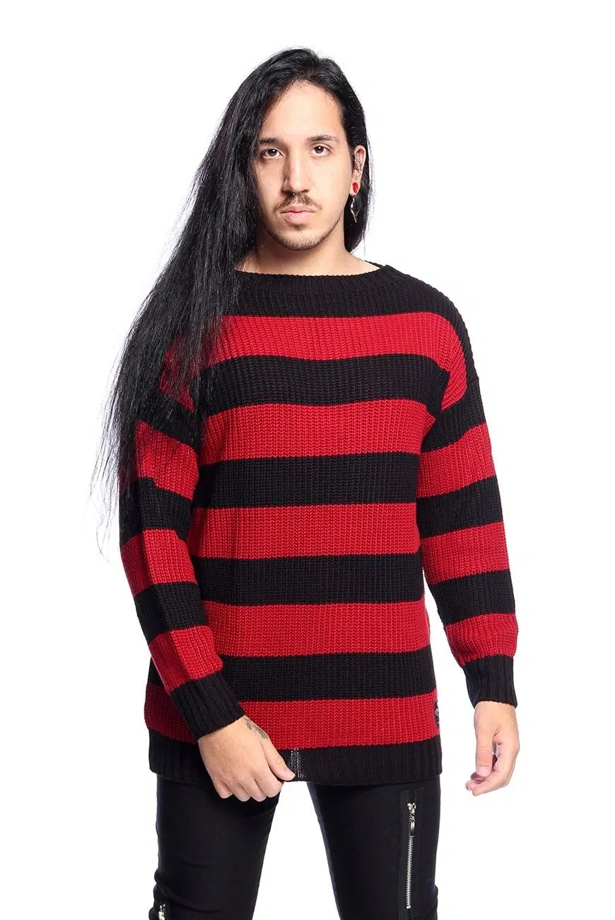 Suéter Listrado Preto e Vermelho Kurt - Imagem 3