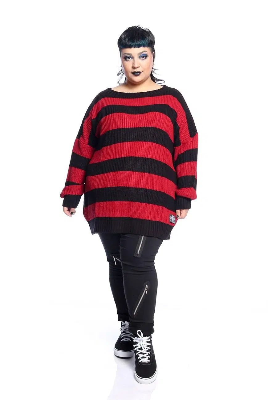 Suéter Listrado Preto e Vermelho Kurt - Imagem 12