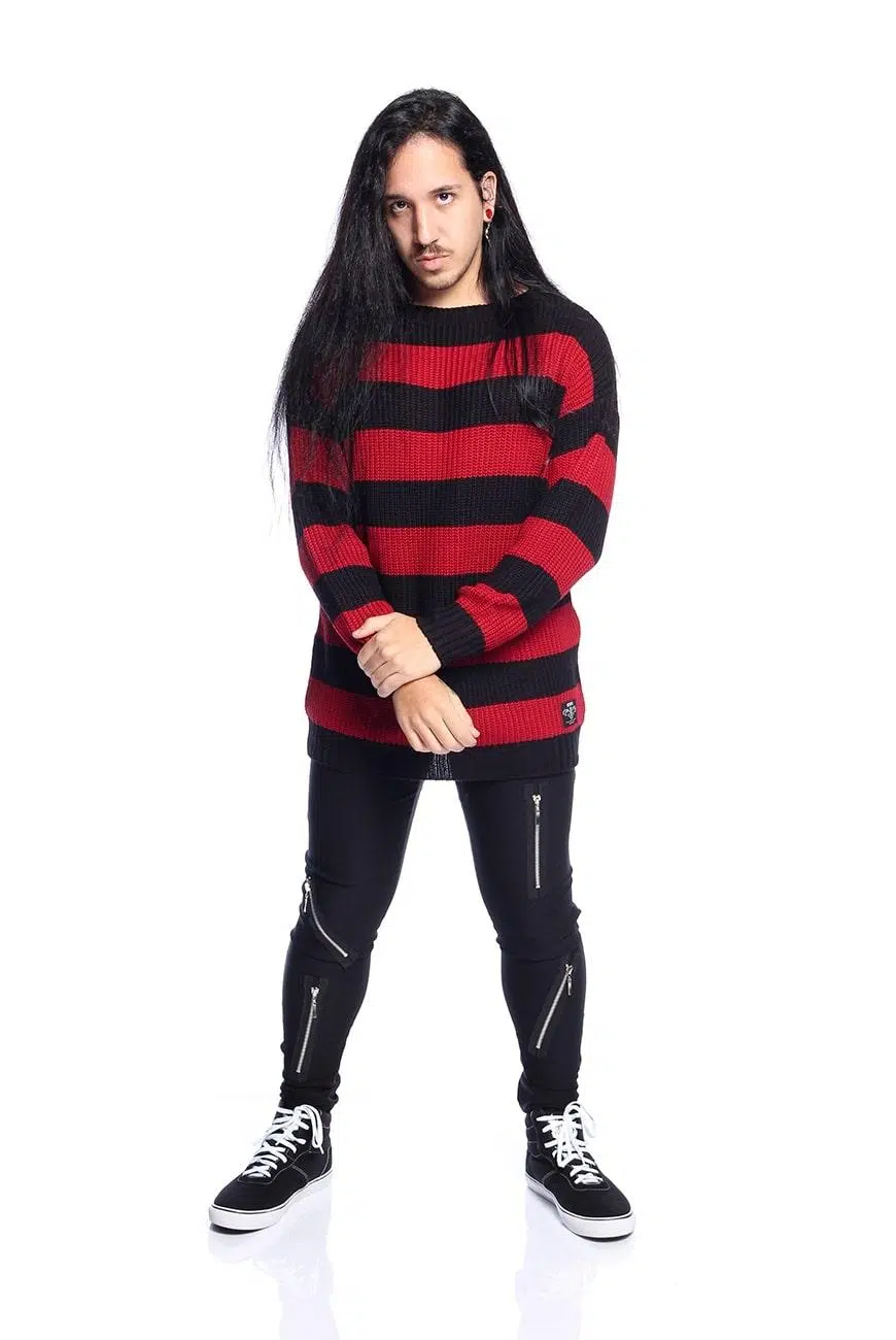 Suéter Listrado Preto e Vermelho Kurt - Imagem 6