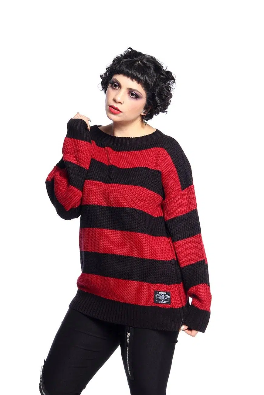 Suéter Listrado Preto e Vermelho Kurt - Imagem 14