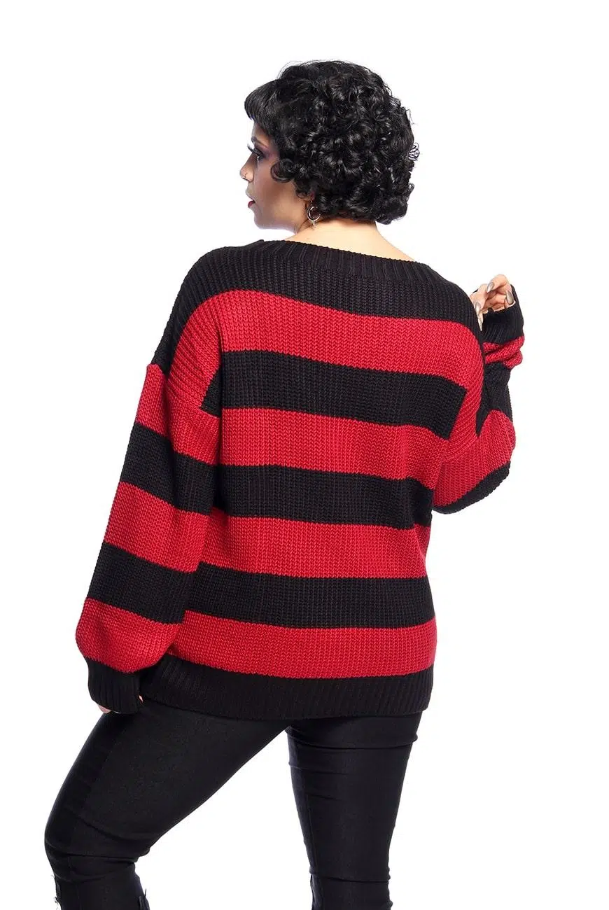 Suéter Listrado Preto e Vermelho Kurt - Imagem 10