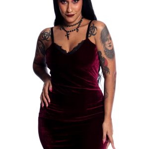 Vestido Eden Veludo Bordô