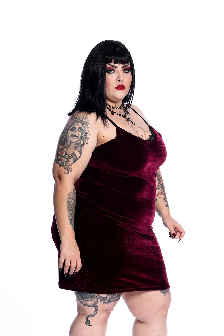 Vestido Eden Veludo Bordô - Imagem 7