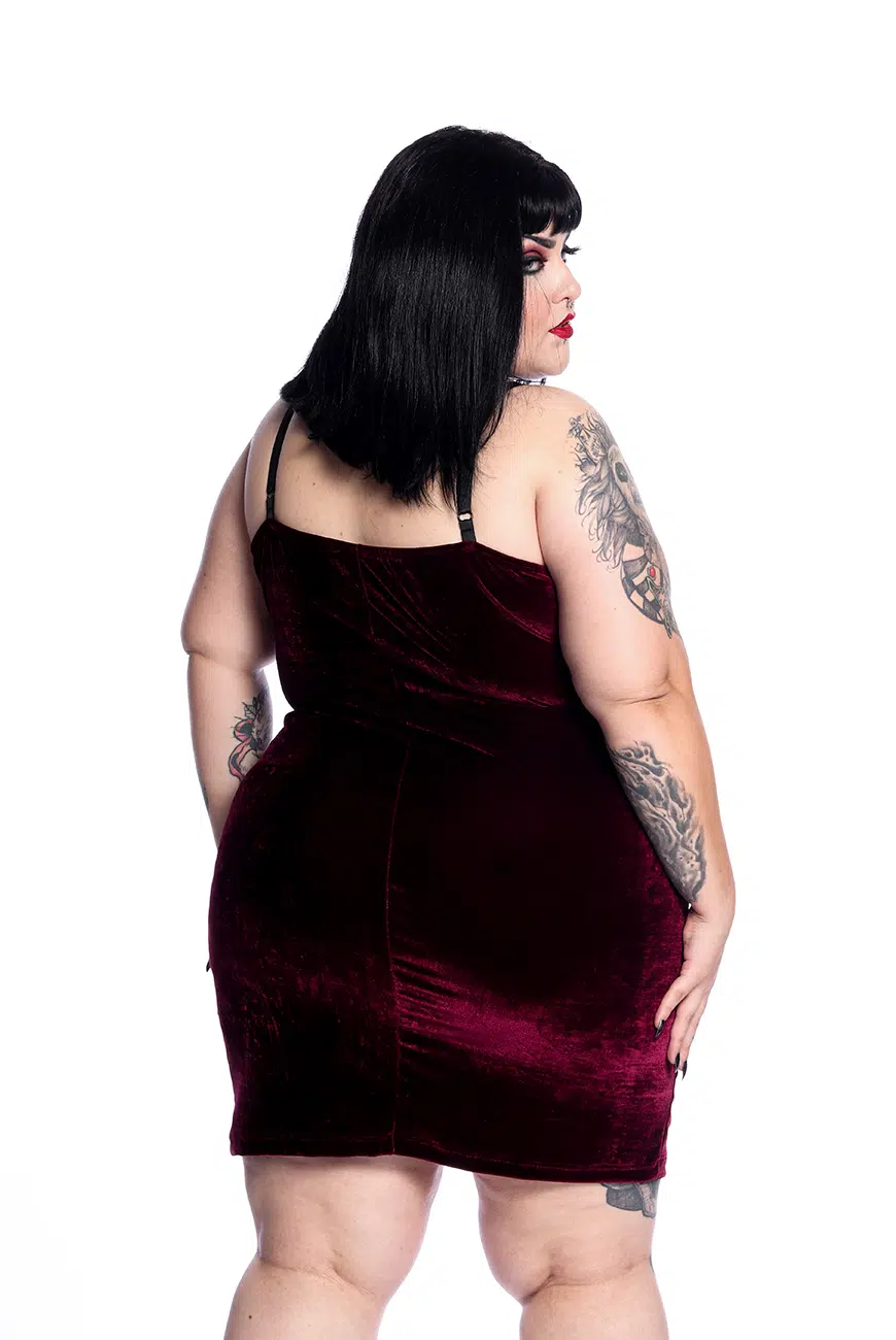 Vestido Eden Veludo Bordô - Imagem 9