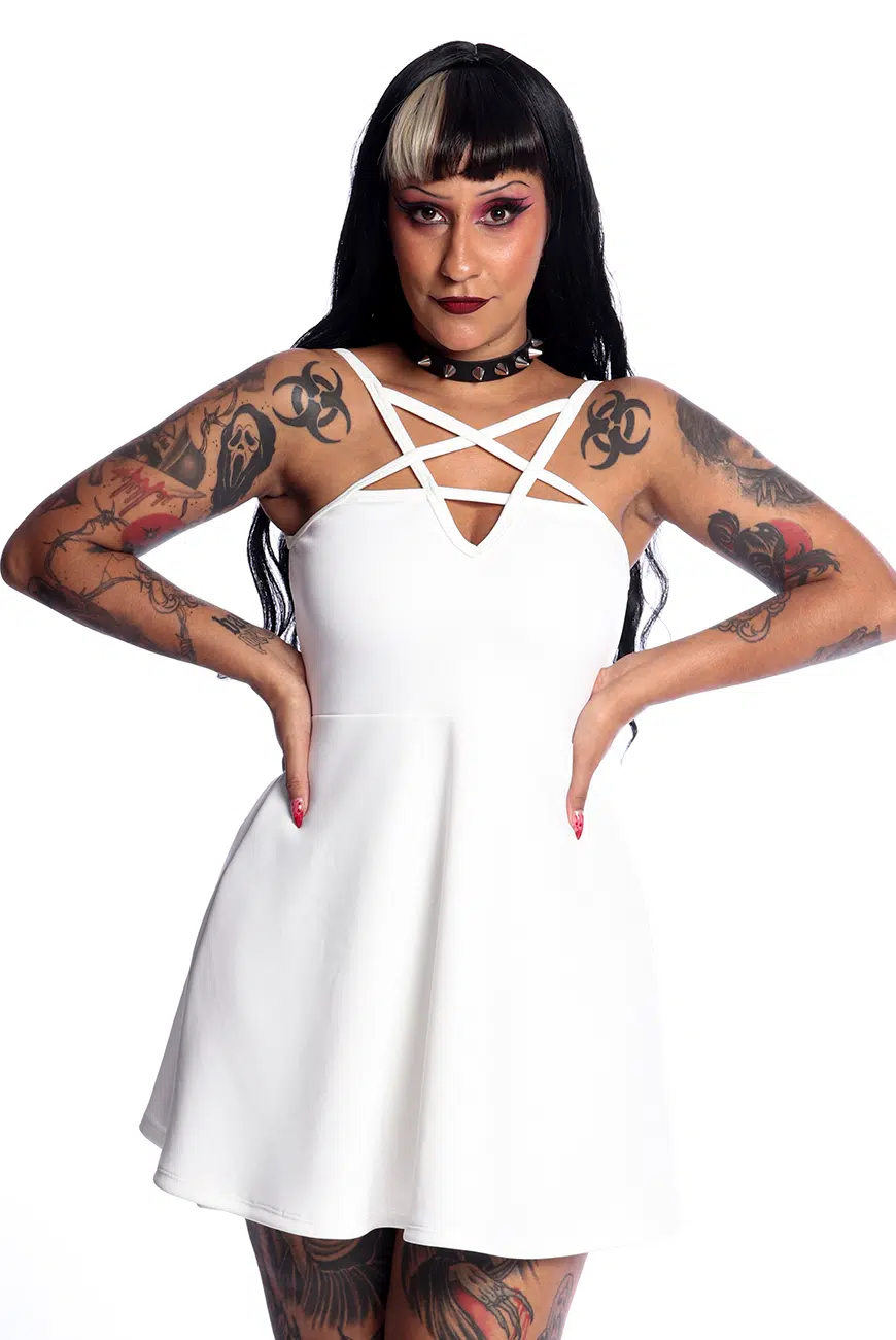 Vestido Godê Pentagrama Club Off White - Imagem 1