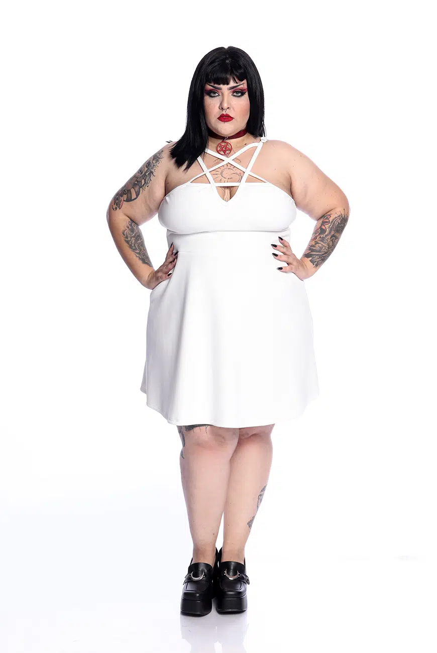 Vestido Godê Pentagrama Club Off White - Imagem 5