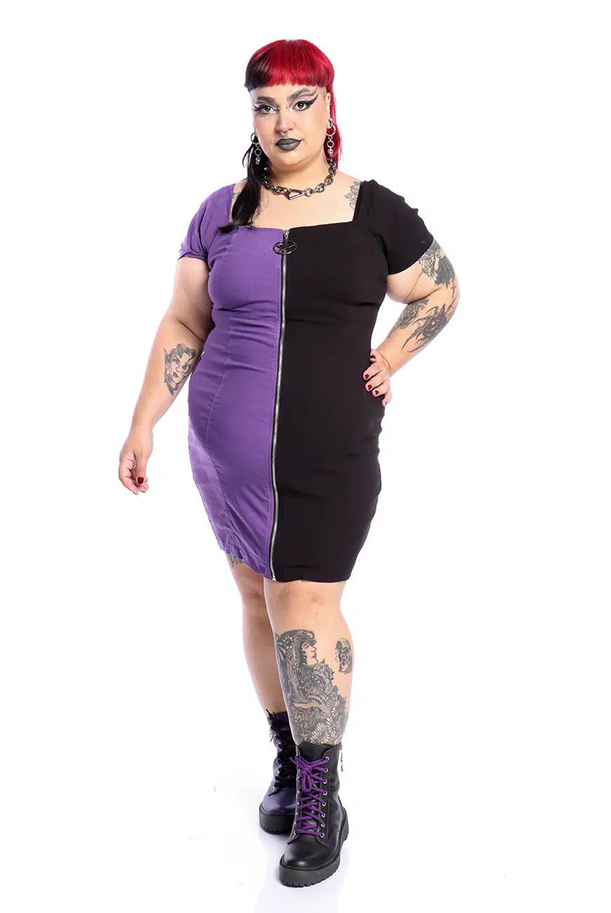 Vestido Justo Preto e Roxo Corpse - Imagem 3