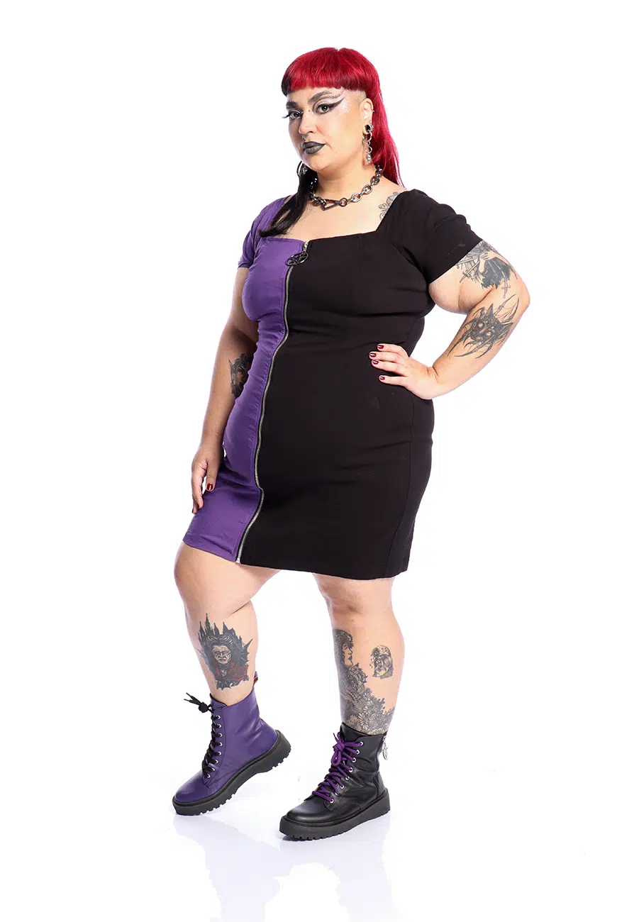 Vestido Justo Preto e Roxo Corpse - Imagem 5