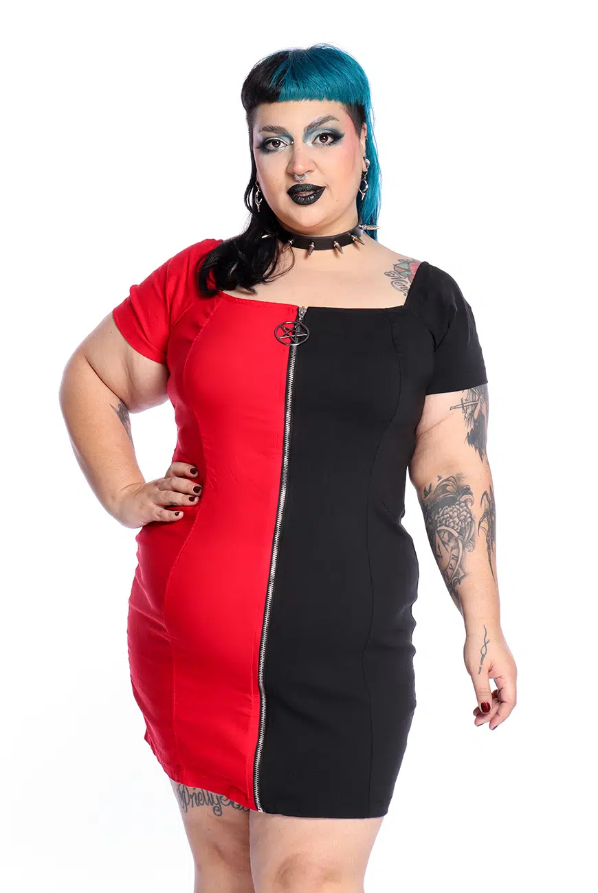 Vestido Justo Preto e Vermelho Vermilion - Imagem 3