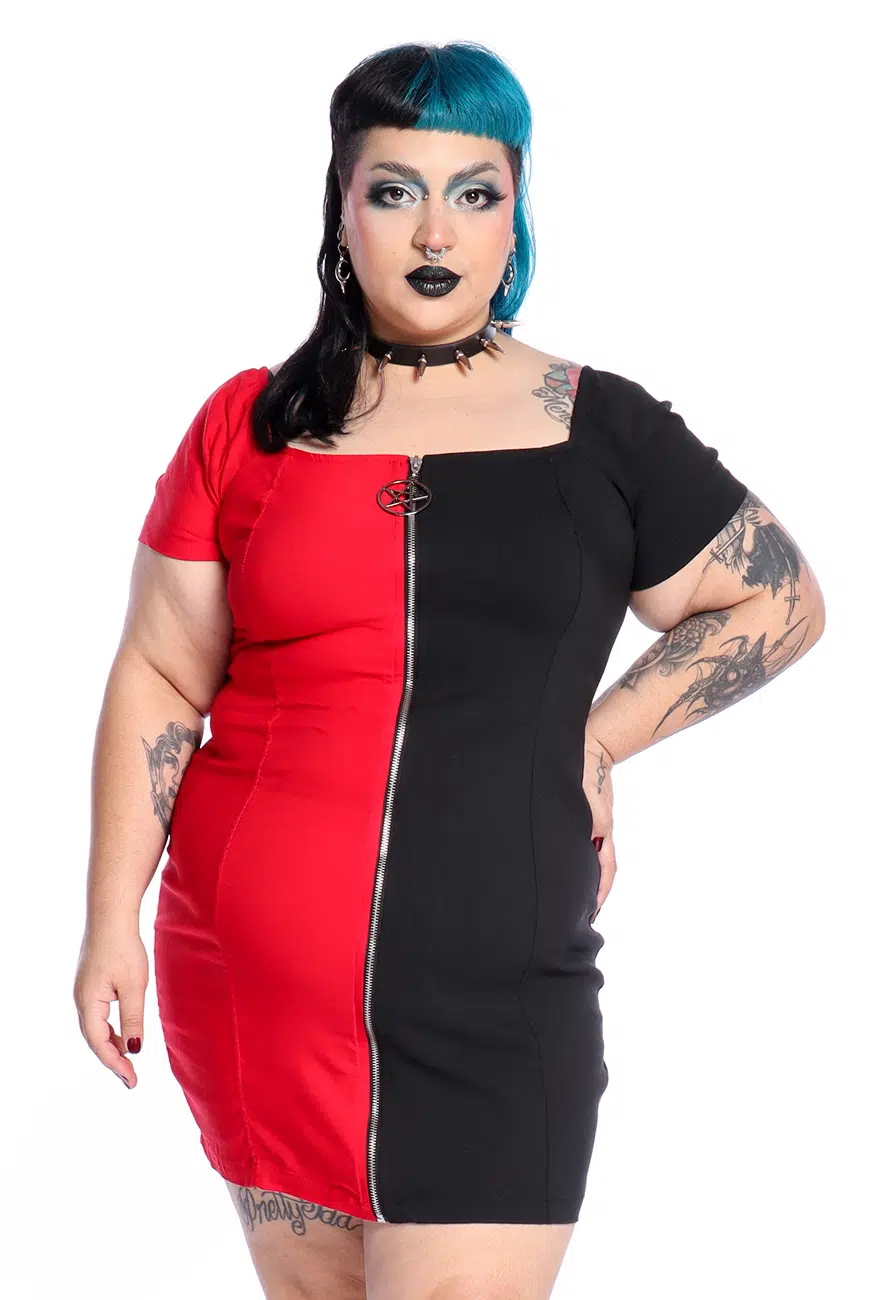 Vestido Justo Preto e Vermelho Vermilion - Imagem 5