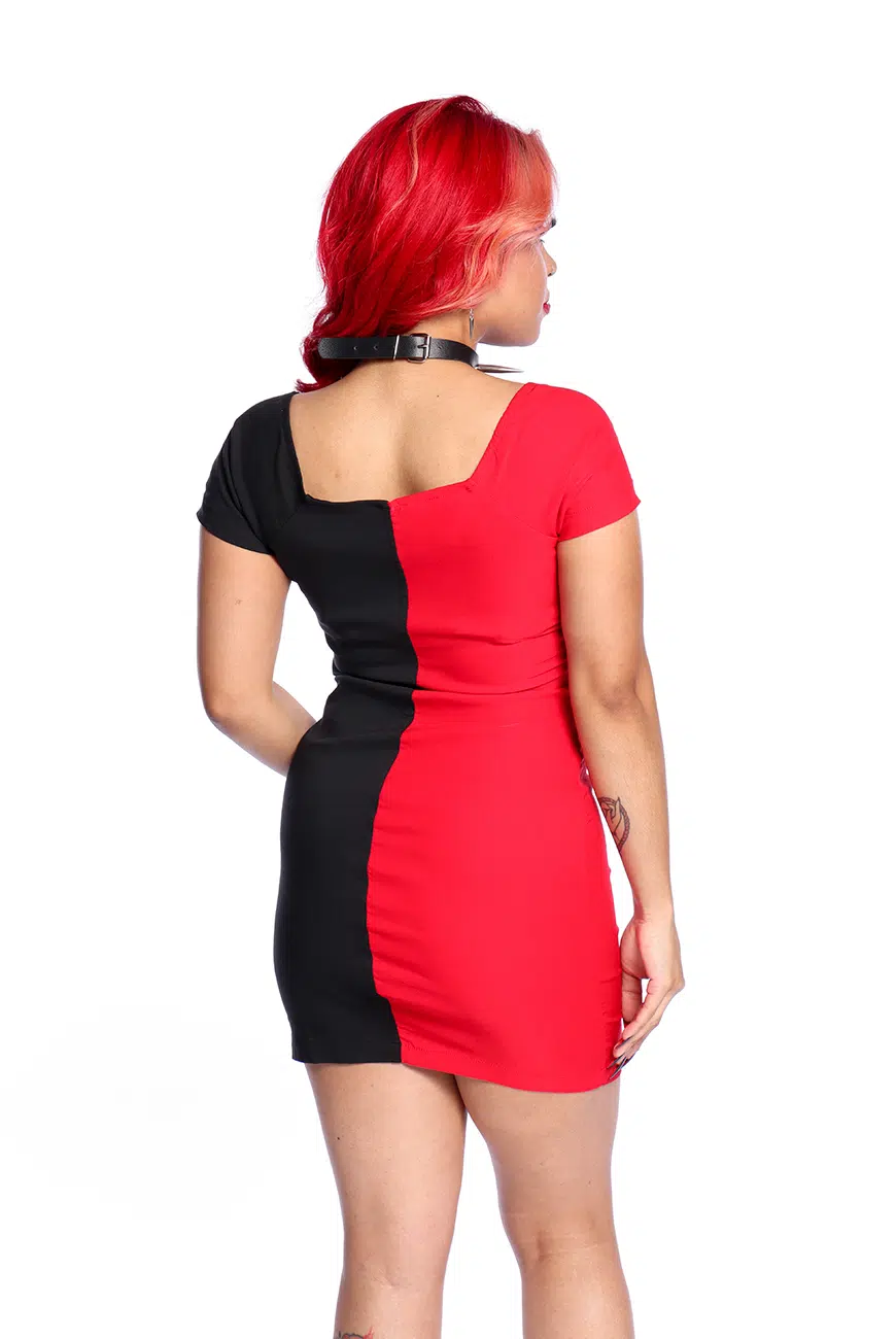 Vestido Justo Preto e Vermelho Vermilion - Imagem 6