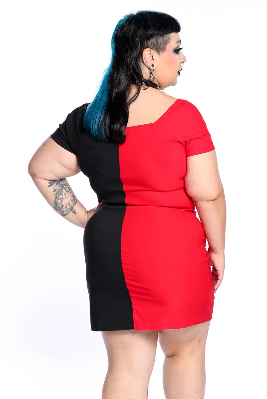 Vestido Justo Preto e Vermelho Vermilion - Imagem 7