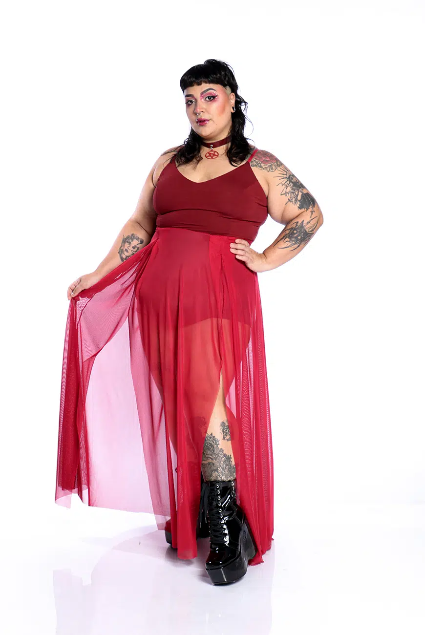 Vestido Longo Tule Blood Aconite - Imagem 2