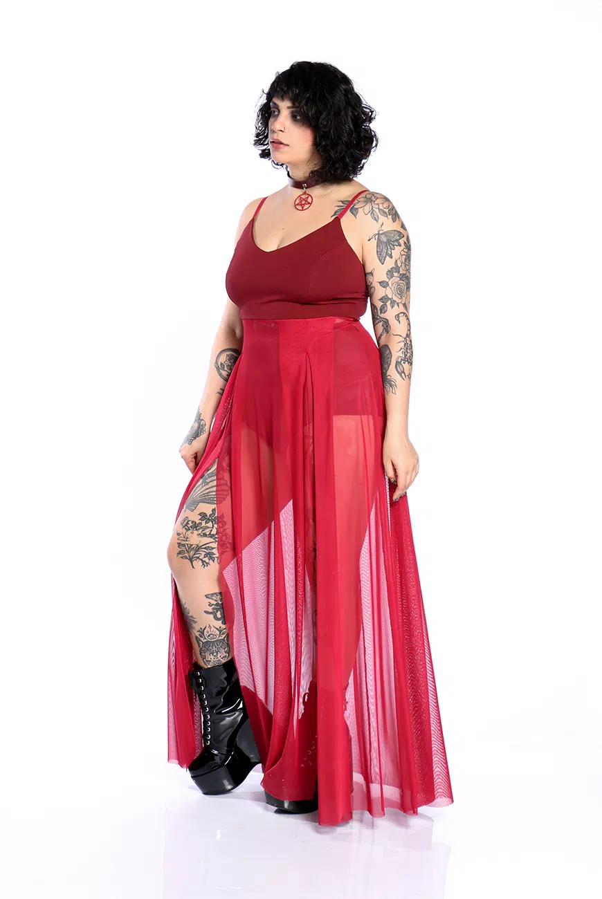 Vestido Longo Tule Blood Aconite - Imagem 3