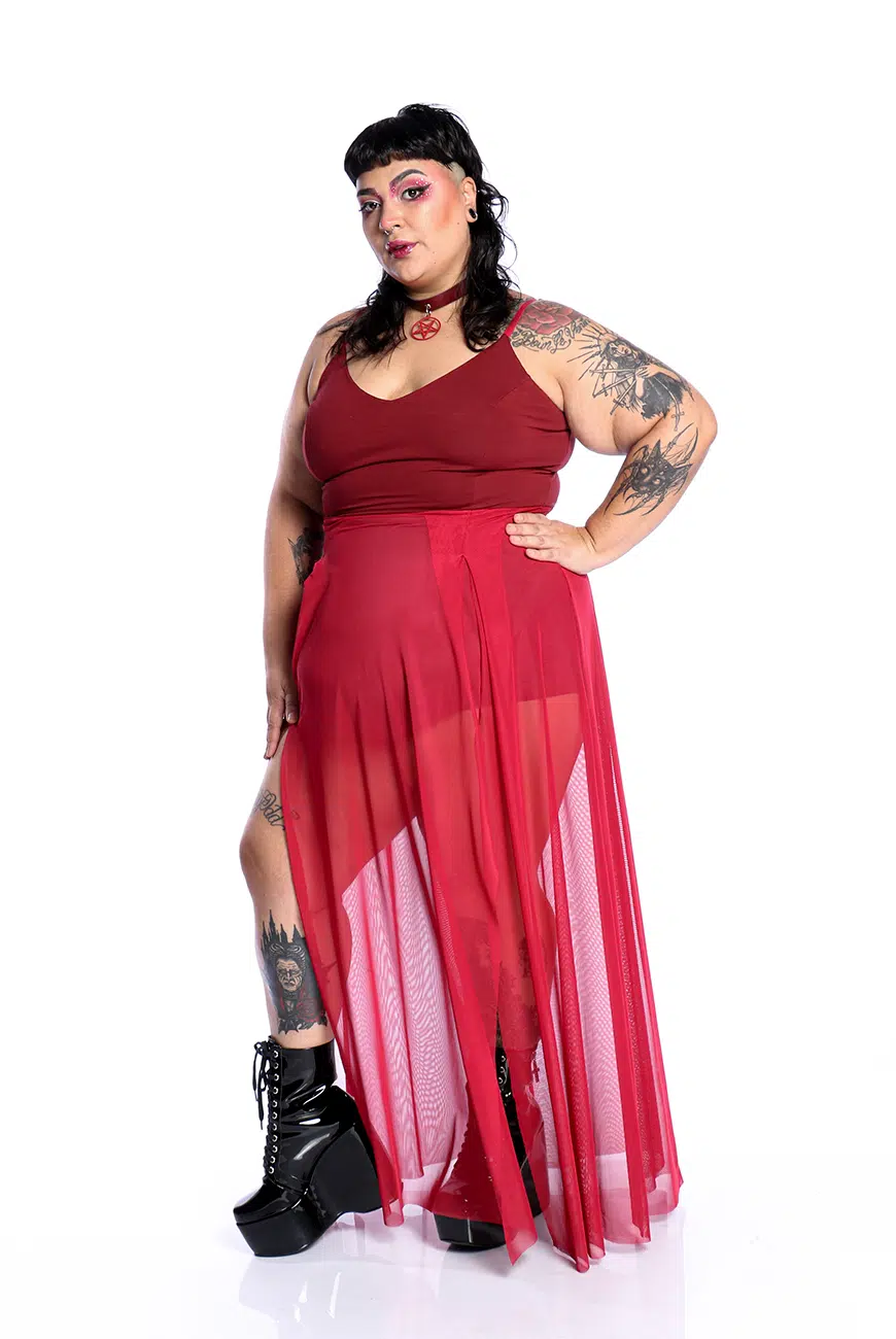 Vestido Longo Tule Blood Aconite - Imagem 4