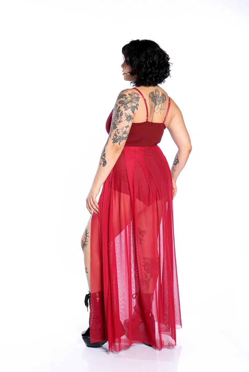 Vestido Longo Tule Blood Aconite - Imagem 5