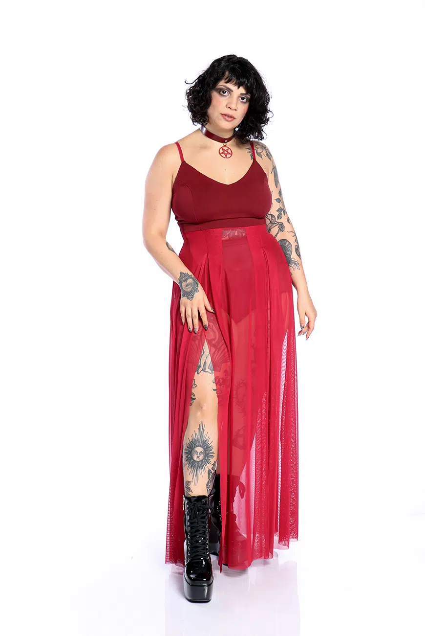 Vestido Longo Tule Blood Aconite - Imagem 7