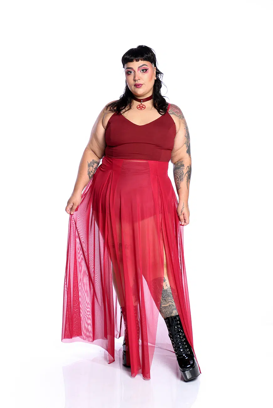 Vestido Longo Tule Blood Aconite - Imagem 8
