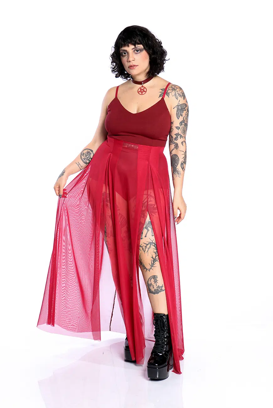 Vestido Longo Tule Blood Aconite - Imagem 9