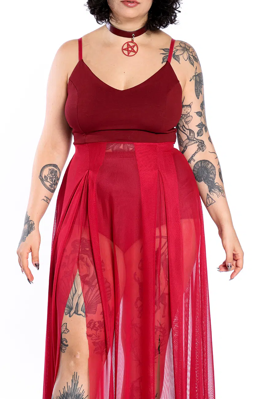 Vestido Longo Tule Blood Aconite - Imagem 10