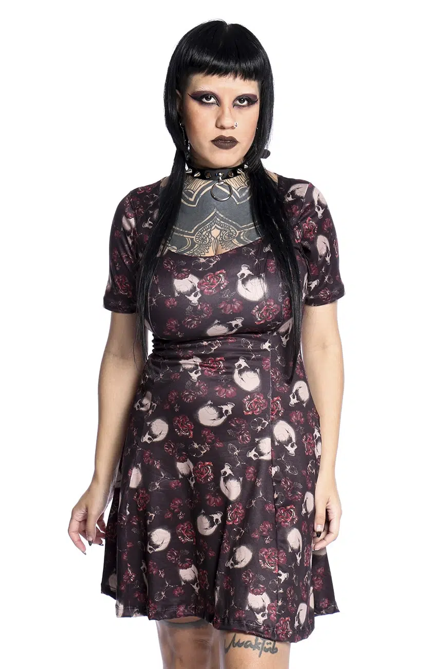 Vestido Nancy Floral Caveiras - Imagem 1