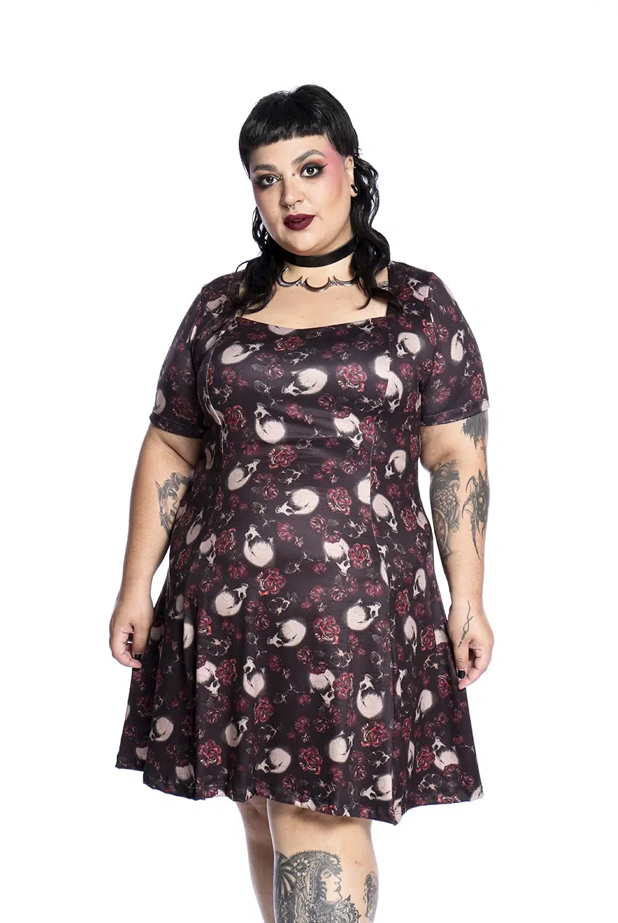 Vestido Nancy Floral Caveiras - Imagem 3
